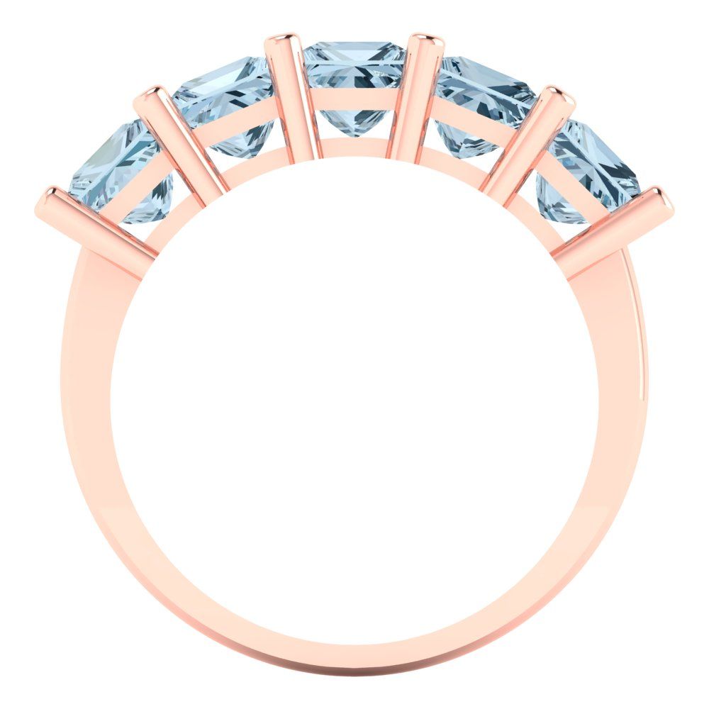 2.5 cttw Natural Swiss Blue Topaz Princess Cut Rose Gold Eternity Wedding Band