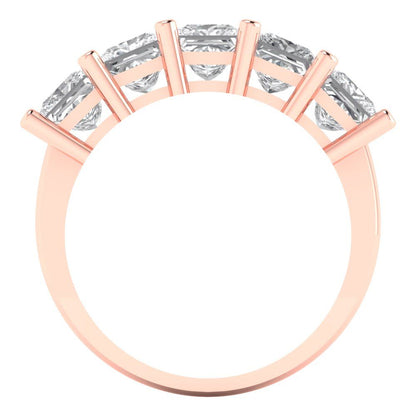 2.5 cttw White Sapphire Princess Cut Rose Gold Eternity Wedding Band