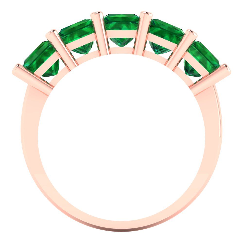 2.5 cttw Simulated Emerald Princess Cut Rose Gold Eternity Wedding Band