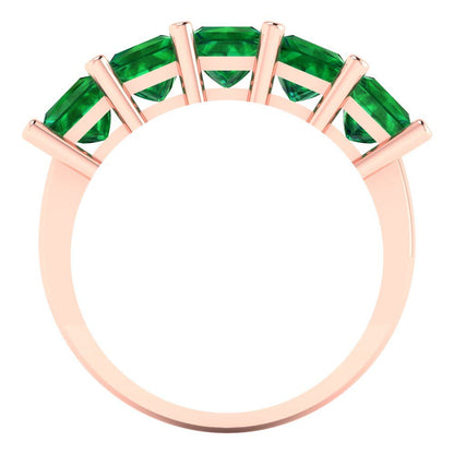 2.5 cttw Simulated Emerald Princess Cut Rose Gold Eternity Wedding Band