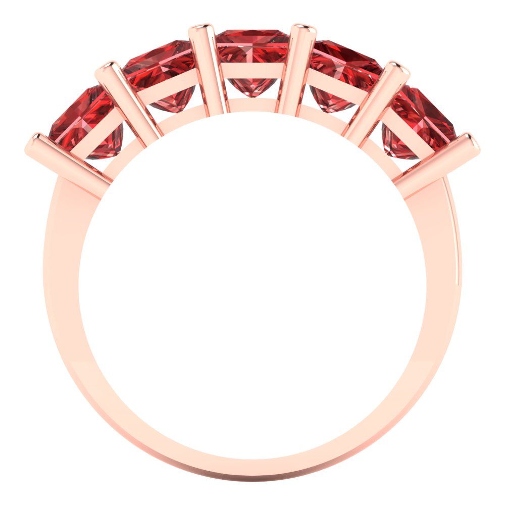 2.5 cttw Natural Garnet Princess Cut Rose Gold Eternity Wedding Band