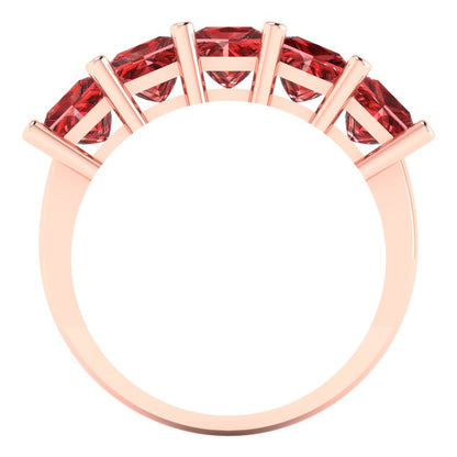 2.5 cttw Natural Garnet Princess Cut Rose Gold Eternity Wedding Band