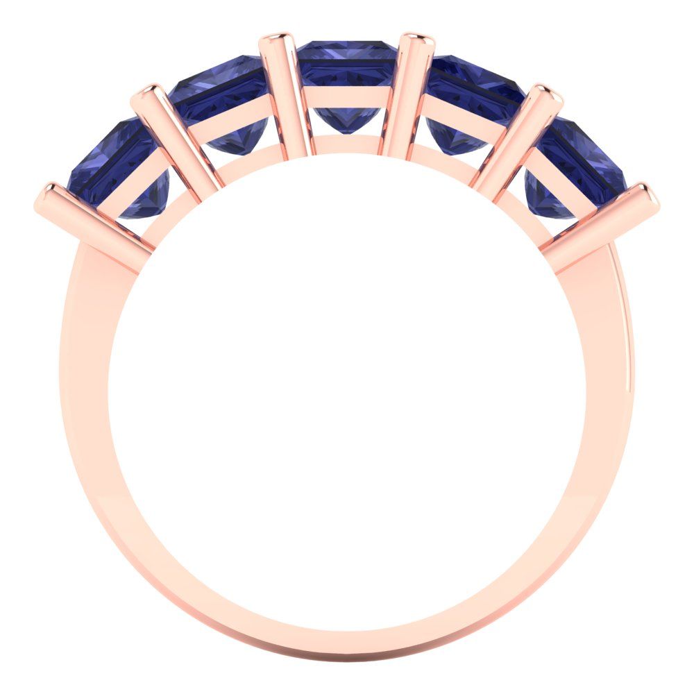 2.5 cttw Simulated Tanzanite Princess Cut Rose Gold Eternity Wedding Band