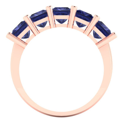2.5 cttw Simulated Tanzanite Princess Cut Rose Gold Eternity Wedding Band