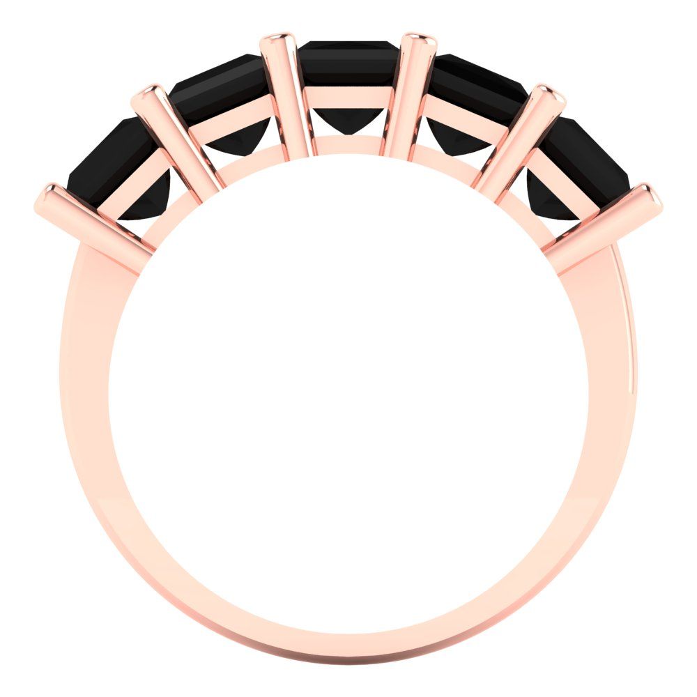 2.5 cttw Natural Onyx Princess Cut Rose Gold Eternity Wedding Band
