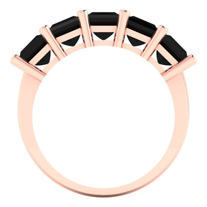 2.5 cttw Natural Onyx Princess Cut Rose Gold Eternity Wedding Band