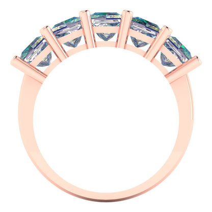 2.5 cttw Blue Moissanite Princess Cut Rose Gold Eternity Wedding Band