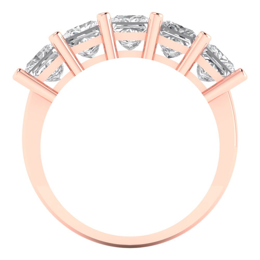 2.5 cttw Moissanite Princess Cut Rose Gold Eternity Wedding Band