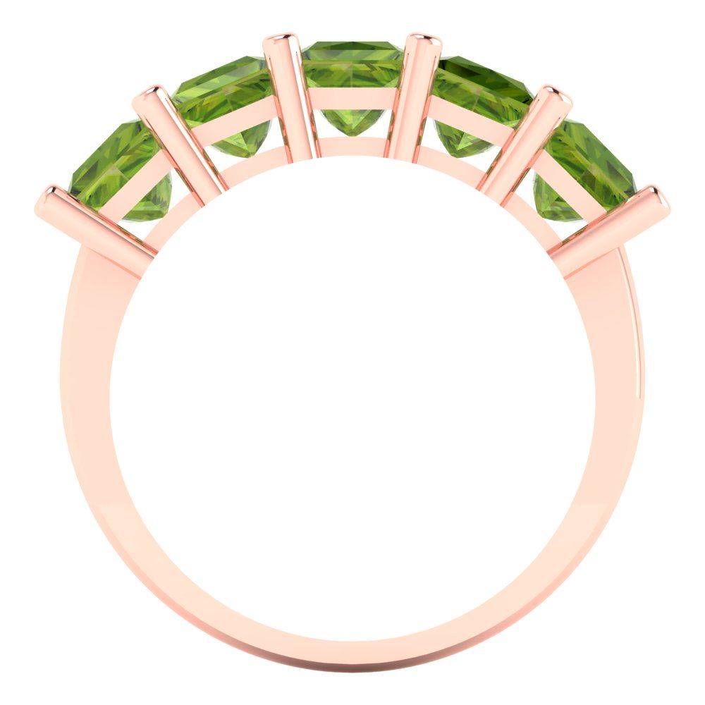 2.5 cttw Natural Peridot Princess Cut Rose Gold Eternity Wedding Band