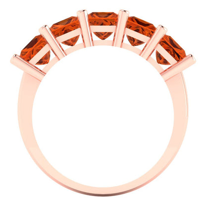 2.5 cttw Simulated Red Diamond Princess Cut Rose Gold Eternity Wedding Band