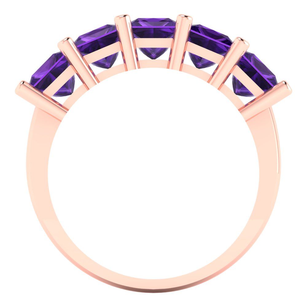 2.5 cttw Natural Amethyst Princess Cut Rose Gold Eternity Wedding Band