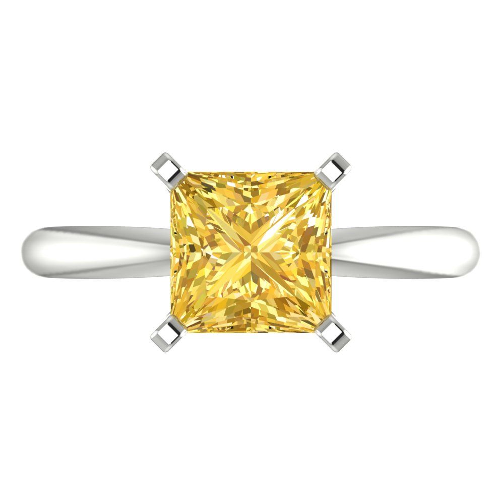 2 cttw Natural Citrine Solitaire  Engagement Ring - Solid Gold (Princess Cut,7.0mm)