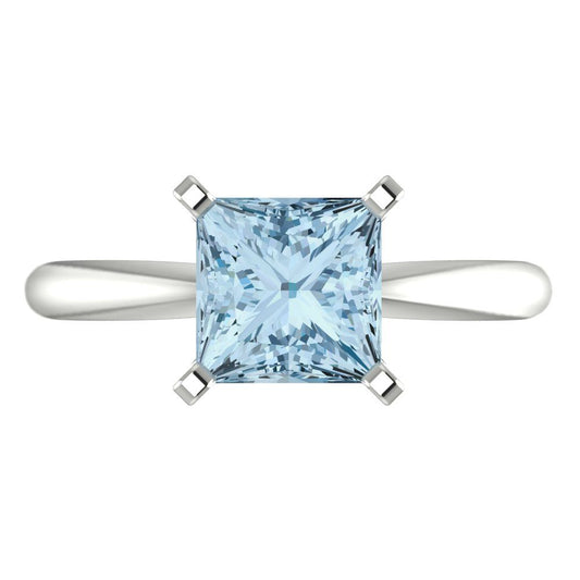 2 cttw Natural Sky Blue Topaz Solitaire  Engagement Ring - Solid White Gold (VVS1, Princess Cut,7.0mm)