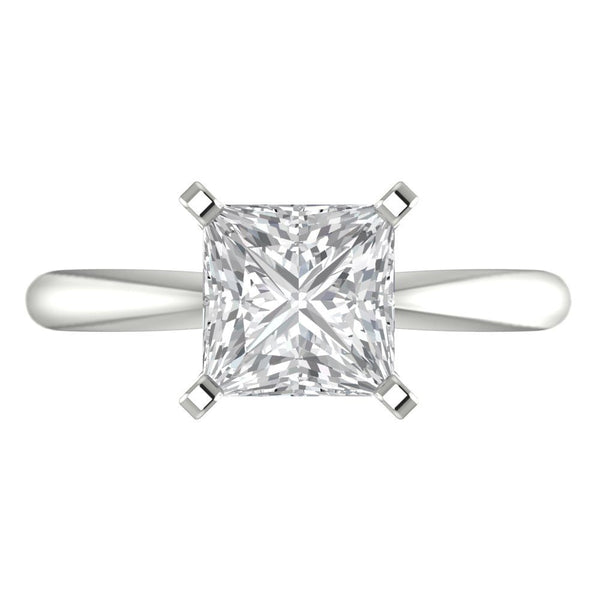 2 ct Brilliant Princess Cut Clear Simulated Diamond Stone White Gold Solitaire Ring