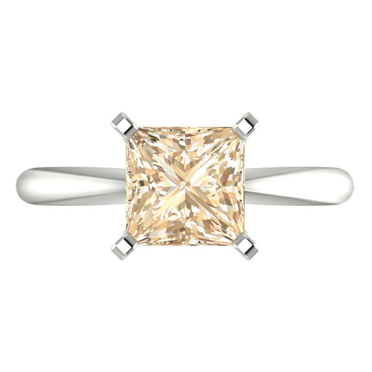 2 cttw Natural Morganite Solitaire  Engagement Ring - Solid White Gold (VVS1, Princess Cut,7.0mm)