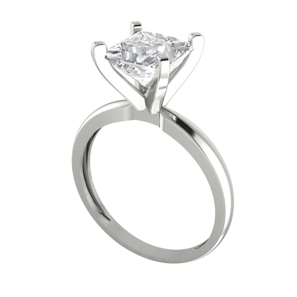 2 cttw Zirconia Simulated Diamond Solitaire  Engagement Ring - Solid Gold (VVS1, Princess Cut,7.0mm)
