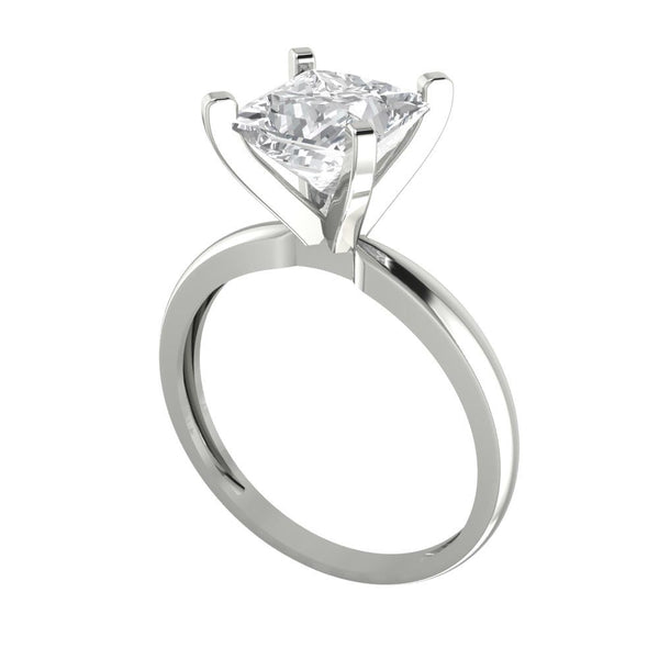2 ct Brilliant Princess Cut Genuine Cultured Diamond Stone Clarity VS1-2 Color J-K White Gold Solitaire Ring