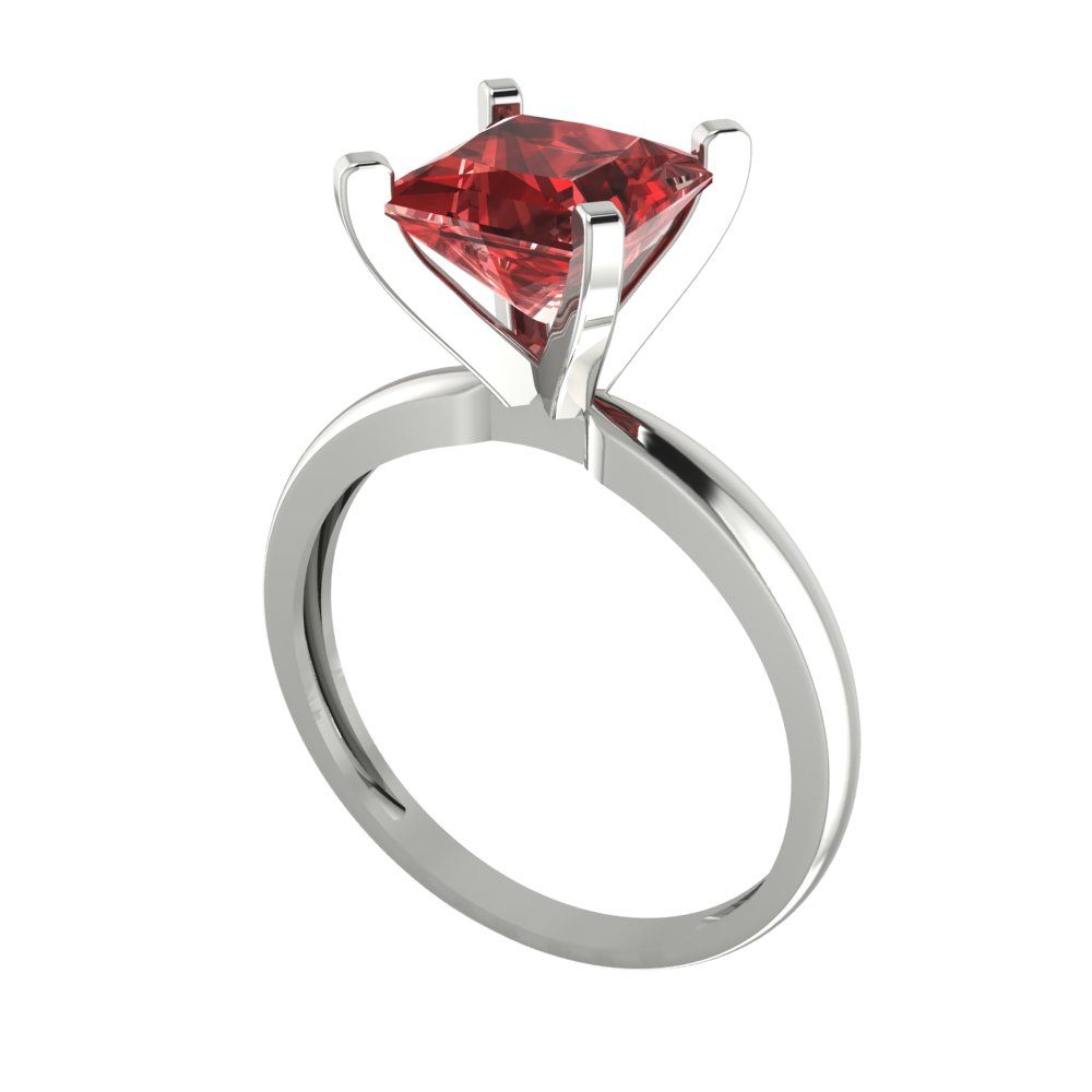 2 cttw Natural Garnet Solitaire  Engagement Ring - Solid Gold (Princess Cut,7.0mm)