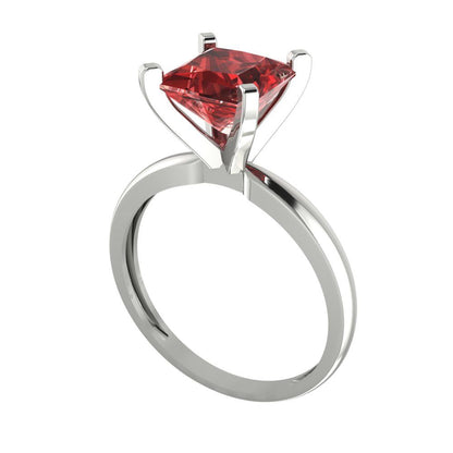 2 cttw Natural Garnet Solitaire  Engagement Ring - Solid Gold (Princess Cut,7.0mm)