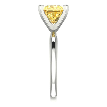 2 cttw Zirconia Simulated Yellow Diamond Solitaire  Engagement Ring - Solid Gold (VVS1, Princess Cut,7.0mm)