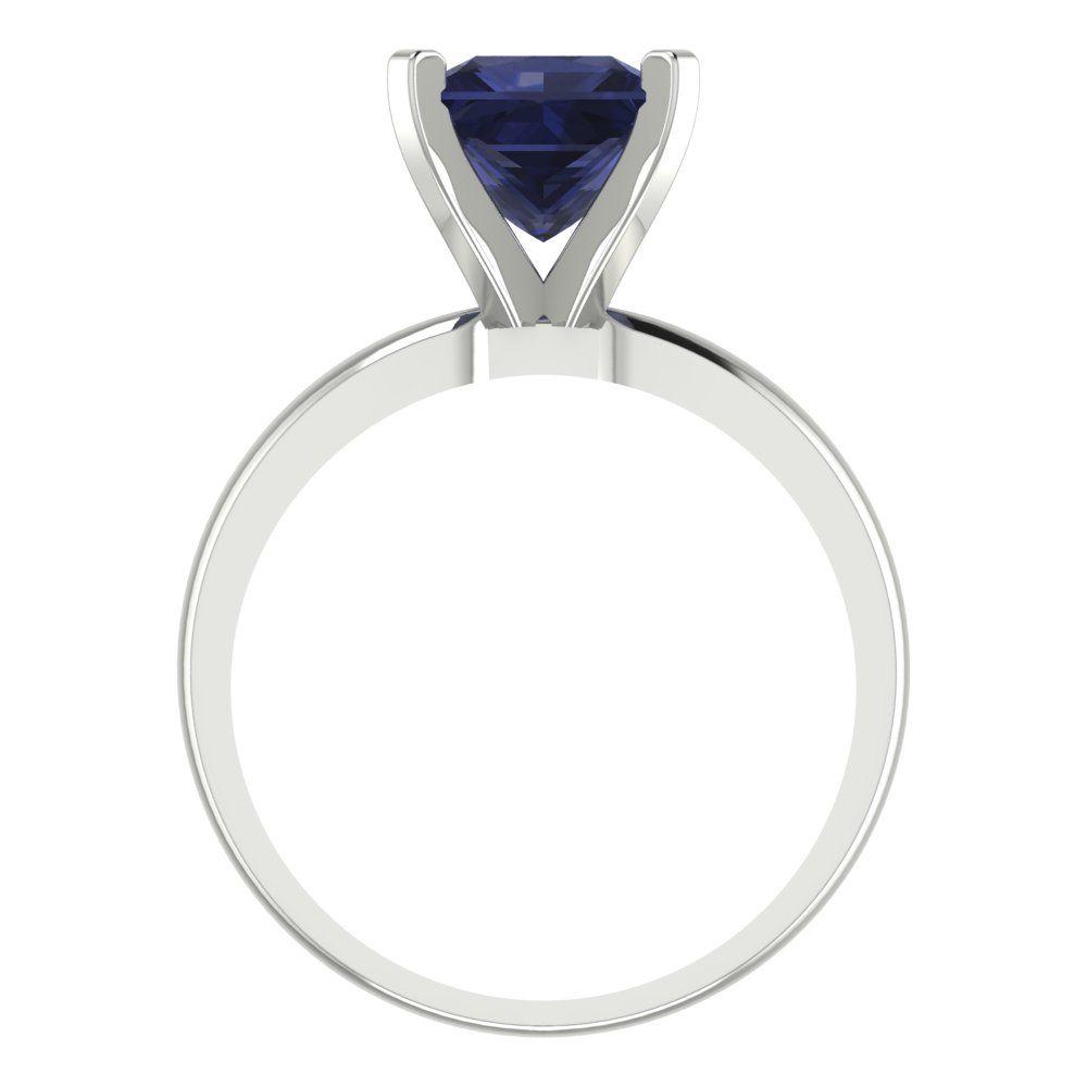 2 cttw Simulated Blue Sapphire Solitaire  Engagement Ring - Solid Gold (Princess Cut,7.0mm)