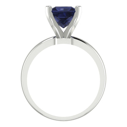 2 cttw Simulated Blue Sapphire Solitaire  Engagement Ring - Solid Gold (Princess Cut,7.0mm)