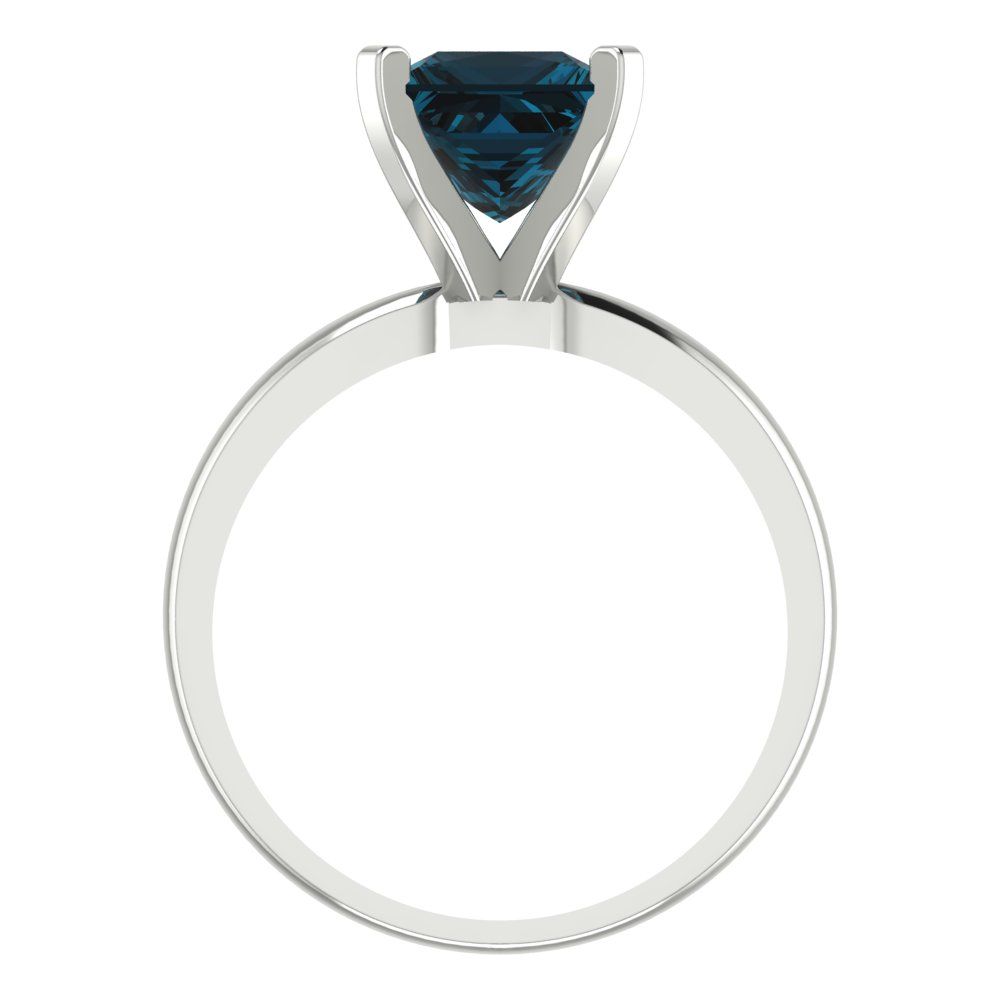 2 cttw Natural London Blue Topaz Solitaire  Engagement Ring - Solid Gold (Princess Cut,7.0mm)