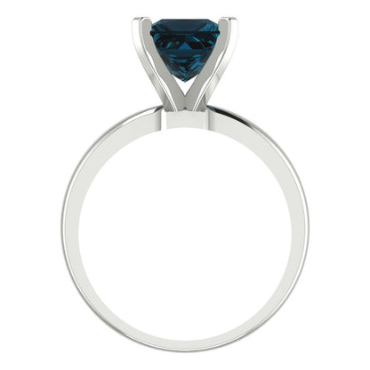 2 cttw Natural London Blue Topaz Solitaire  Engagement Ring - Solid Gold (Princess Cut,7.0mm)