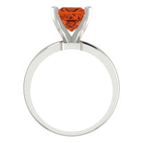 2 ct Brilliant Princess Cut Red Simulated Diamond Stone White Gold Solitaire Ring