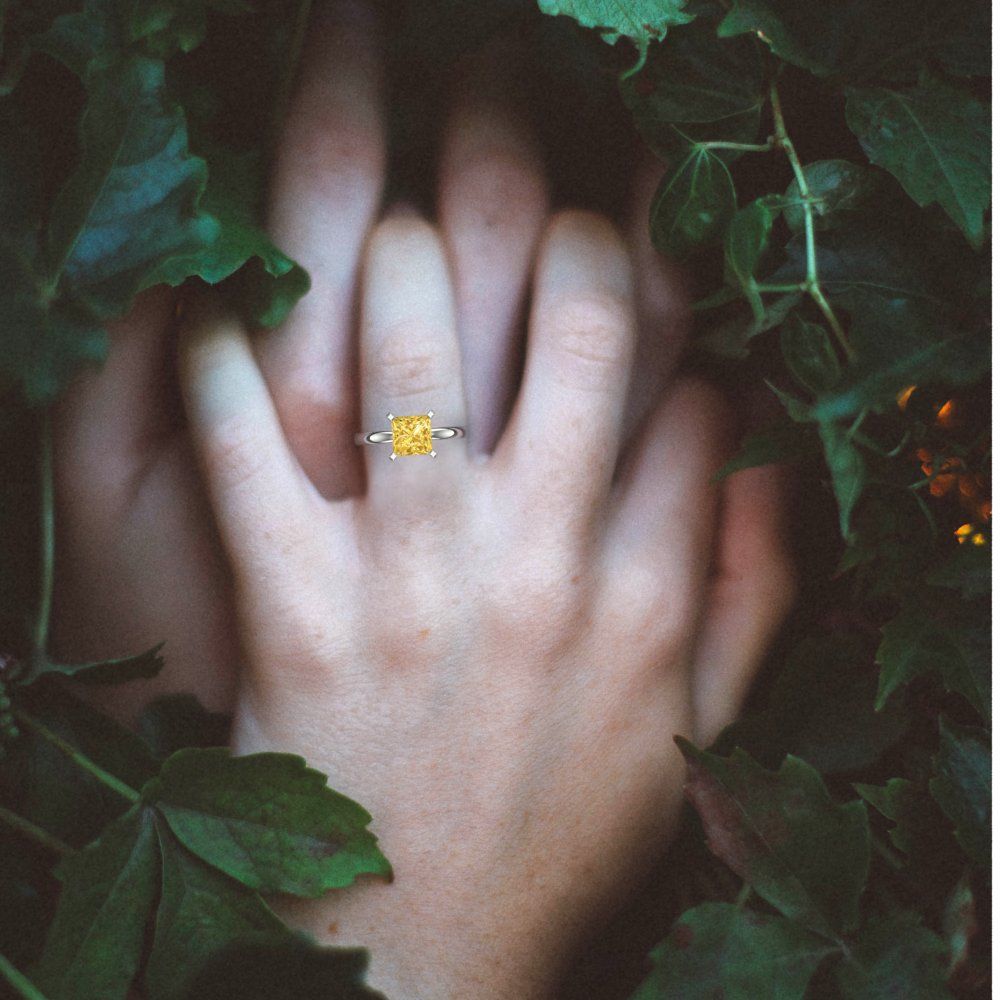 2 cttw Natural Citrine Solitaire  Engagement Ring - Solid Gold (Princess Cut,7.0mm)