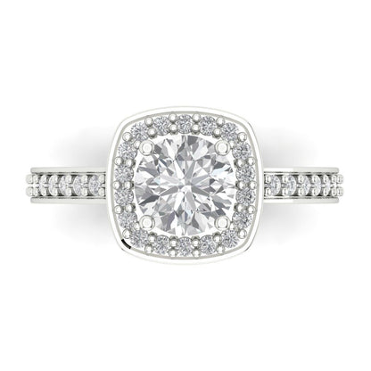 1.335 cttw White Sapphire Solitaire with Zirconia Simulated Diamond Accents Engagement Ring - Solid Gold (Round Cut,6.5mm)