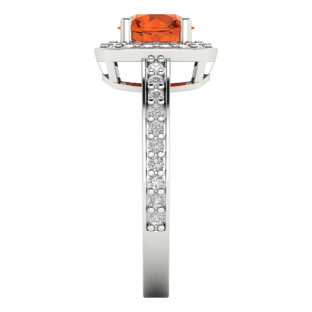 1.335 cttw Zirconia Simulated Red Diamond Solitaire with Zirconia Simulated Diamond Accents Engagement Ring - Solid Gold (VVS1, Round Cut,6.5mm)