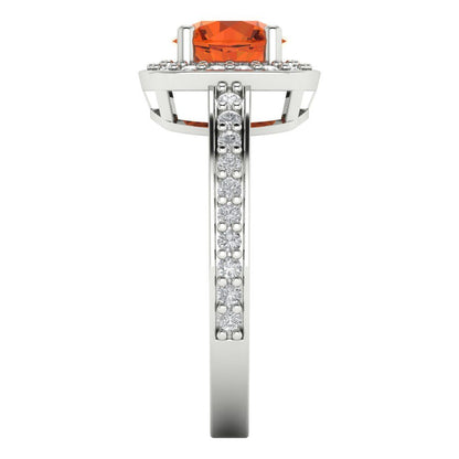 1.335 cttw Zirconia Simulated Red Diamond Solitaire with Zirconia Simulated Diamond Accents Engagement Ring - Solid Gold (VVS1, Round Cut,6.5mm)