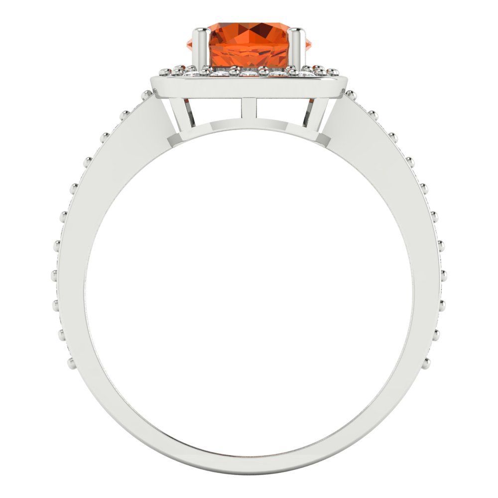 1.335 cttw Simulated Ruby Solitaire with Zirconia Simulated Diamond Accents Engagement Ring - Solid Gold (Round Cut,6.5mm)