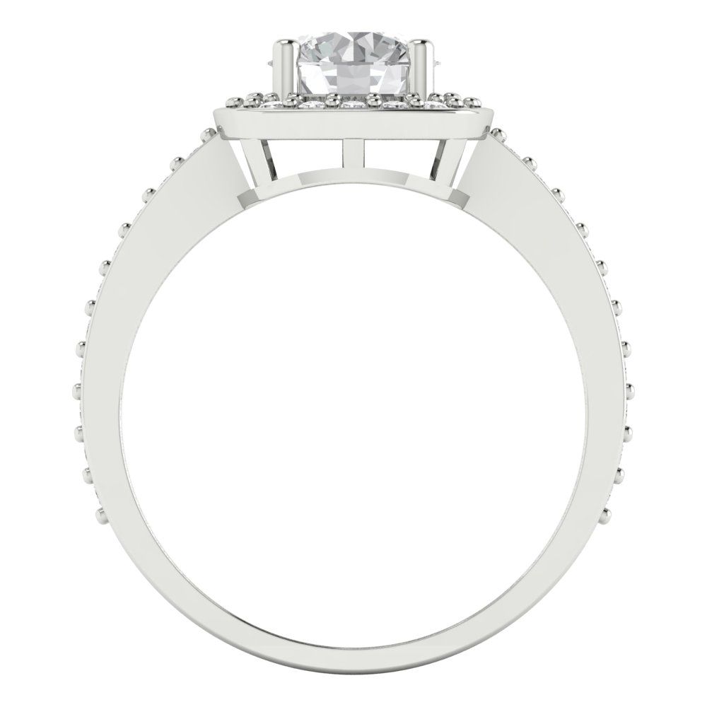 1.335 cttw Zirconia Simulated Diamond Solitaire with Zirconia Simulated Diamond Accents Engagement Ring - Solid Gold (VVS1, Round Cut,6.5mm)