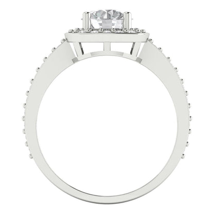 1.335 cttw Zirconia Simulated Diamond Solitaire with Zirconia Simulated Diamond Accents Engagement Ring - Solid Gold (VVS1, Round Cut,6.5mm)