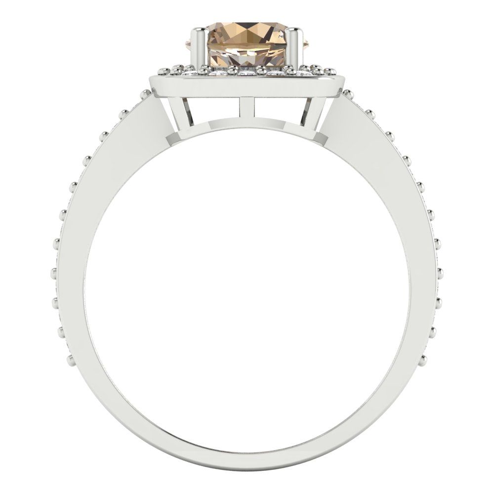 1.335 cttw Yellow Moissanite Solitaire with Zirconia Simulated Diamond Accents Engagement Ring - Solid Gold (Round Cut,6.5mm)