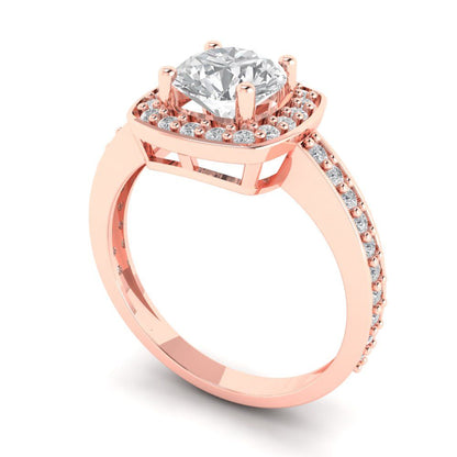 1.335 cttw Zirconia Simulated Diamond Solitaire with Zirconia Simulated Diamond Accents Engagement Ring - Solid Rose Gold (VVS1, Round Cut,6.5mm)
