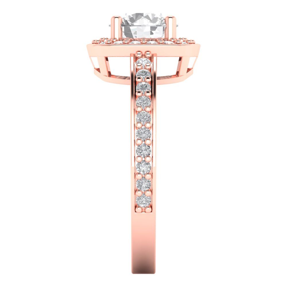 1.335 cttw White Sapphire Solitaire with Zirconia Simulated Diamond Accents Engagement Ring - Solid Rose Gold (VVS1, Round Cut,6.5mm)