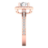 1.24 ct Brilliant Round Cut Natural Diamond Stone Clarity SI1-2 Color G-H Rose Gold halo Solitaire with Accents Ring