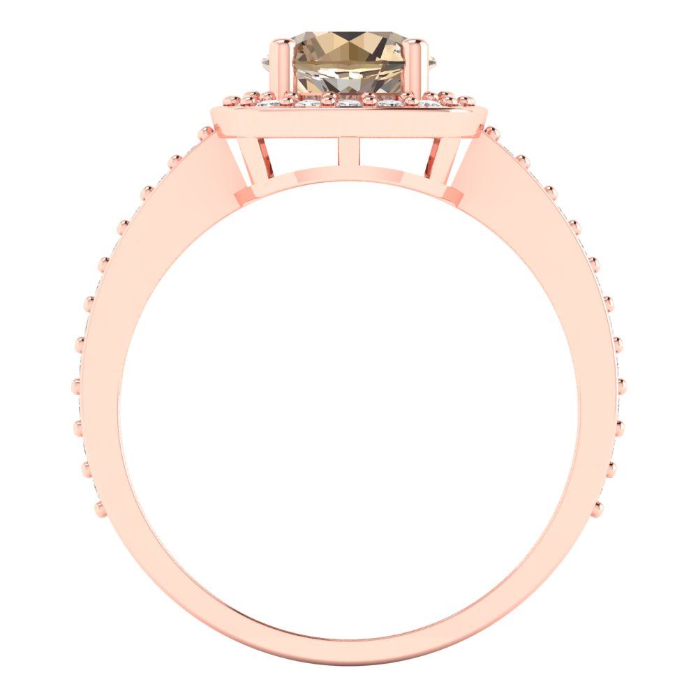 1.335 cttw Yellow Moissanite Solitaire with Zirconia Simulated Diamond Accents Engagement Ring - Solid Gold (Round Cut,6.5mm)