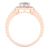 1.24 ct Brilliant Round Cut Natural Diamond Stone Clarity SI1-2 Color G-H Rose Gold halo Solitaire with Accents Ring