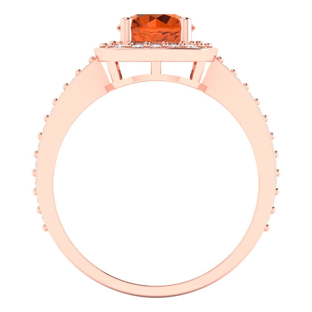 1.335 cttw Zirconia Simulated Red Diamond Solitaire with Zirconia Simulated Diamond Accents Engagement Ring - Solid Rose Gold (VVS1, Round Cut,6.5mm)