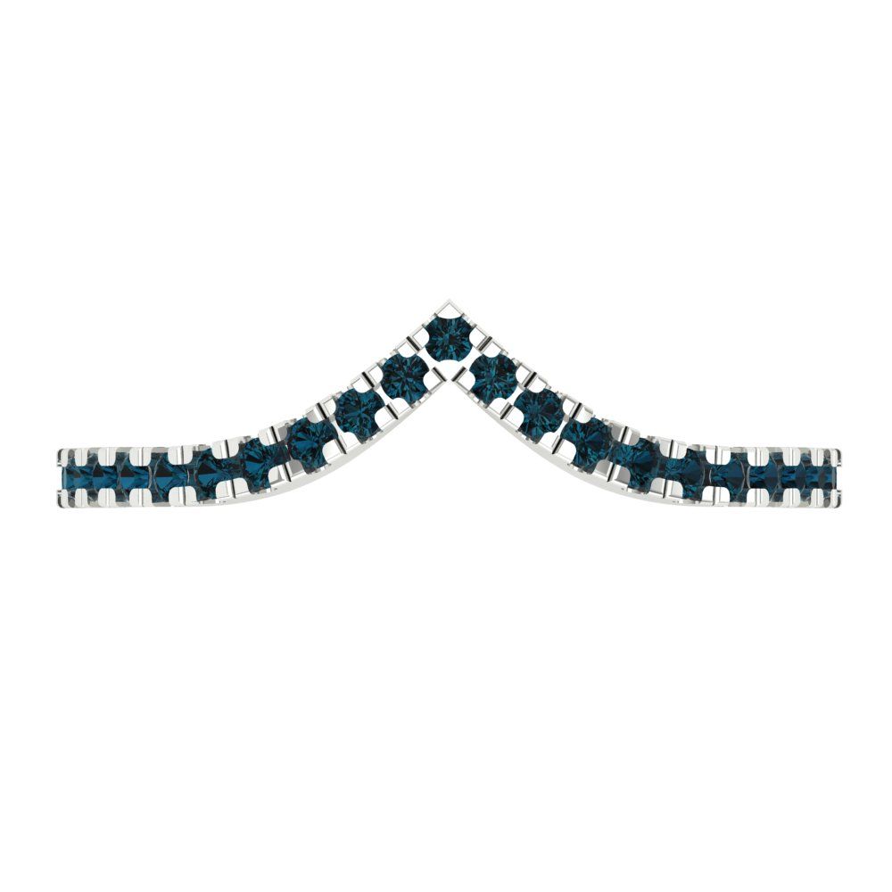 0.1725 cttw Natural London Blue Topaz Round Cut White Gold Eternity Wedding Band