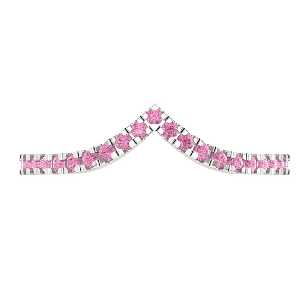 0.1725 cttw Simulated Pink Diamond Round Cut White Gold Eternity Wedding Band