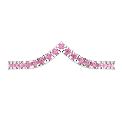 0.1725 cttw Simulated Pink Diamond Round Cut White Gold Eternity Wedding Band