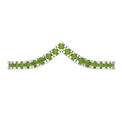 0.1725 cttw Natural Peridot Round Cut White Gold Eternity Wedding Band