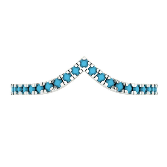0.1725 cttw Simulated Turquoise Round Cut White Gold Eternity Wedding Band