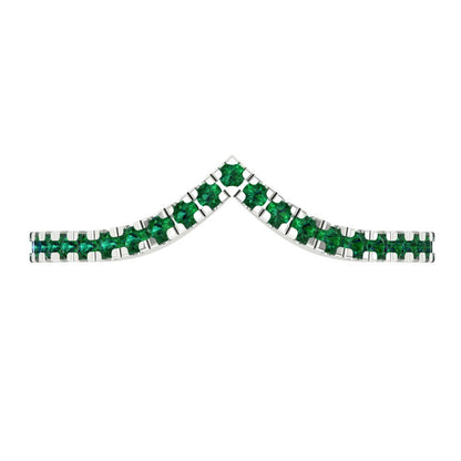 0.1725 cttw Simulated Emerald Round Cut White Gold Eternity Wedding Band