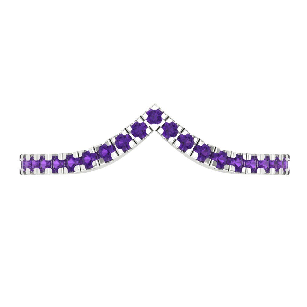 0.1725 cttw Natural Amethyst Round Cut White Gold Eternity Wedding Band